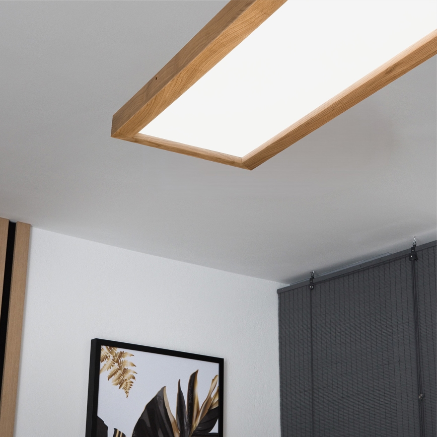 Brilagi - LED pritemdomas lubinis vonios šviestuvas WOODY FRAME LED/50W/230V ąžuolas 120x30 cm 3000-6000K IP44 + nuotolinio valdymo pultas