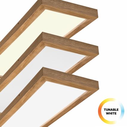 Brilagi - LED pritemdomas lubinis vonios šviestuvas WOODY FRAME LED/50W/230V ąžuolas 120x30 cm 3000-6000K IP44 + nuotolinio valdymo pultas