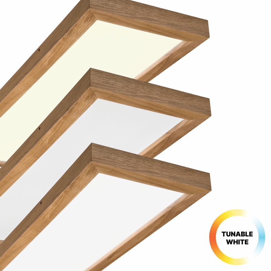 Brilagi - LED pritemdomas lubinis vonios šviestuvas WOODY FRAME LED/50W/230V ąžuolas 120x30 cm 3000-6000K IP44 + nuotolinio valdymo pultas
