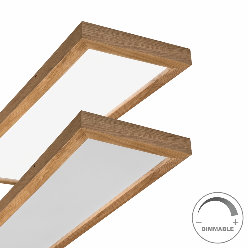 Brilagi - LED pritemdomas lubinis vonios šviestuvas WOODY FRAME LED/50W/230V ąžuolas 120x30 cm 3000-6000K IP44 + nuotolinio valdymo pultas