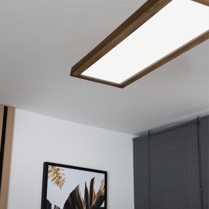 Brilagi - LED pritemdomas lubinis vonios šviestuvas WOODY FRAME LED/50W/230V ąžuolas 120x30 cm 3000-6000K IP44 + nuotolinio valdymo pultas