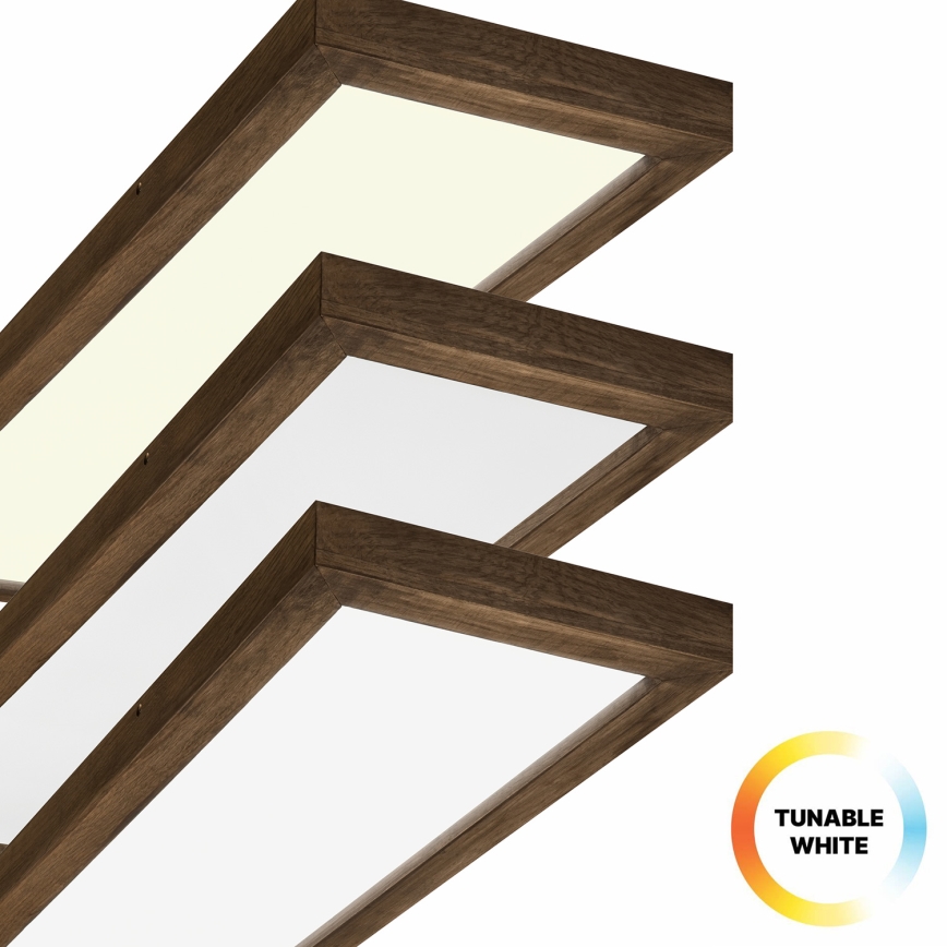 Brilagi - LED pritemdomas lubinis vonios šviestuvas WOODY FRAME LED/50W/230V ąžuolas 120x30 cm 3000-6000K IP44 + nuotolinio valdymo pultas