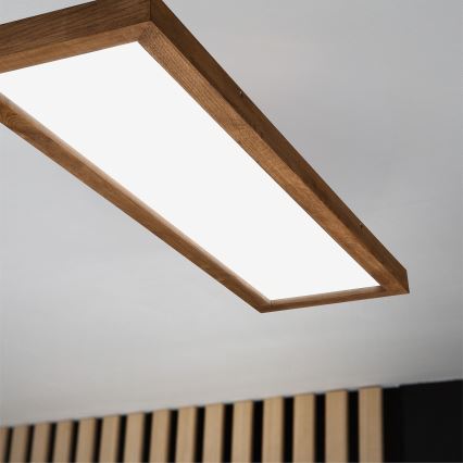 Brilagi - LED pritemdomas lubinis vonios šviestuvas WOODY FRAME LED/50W/230V ąžuolas vyšnia 120x30 cm 3000-6000K IP44 + nuotolinio valdymo pultas