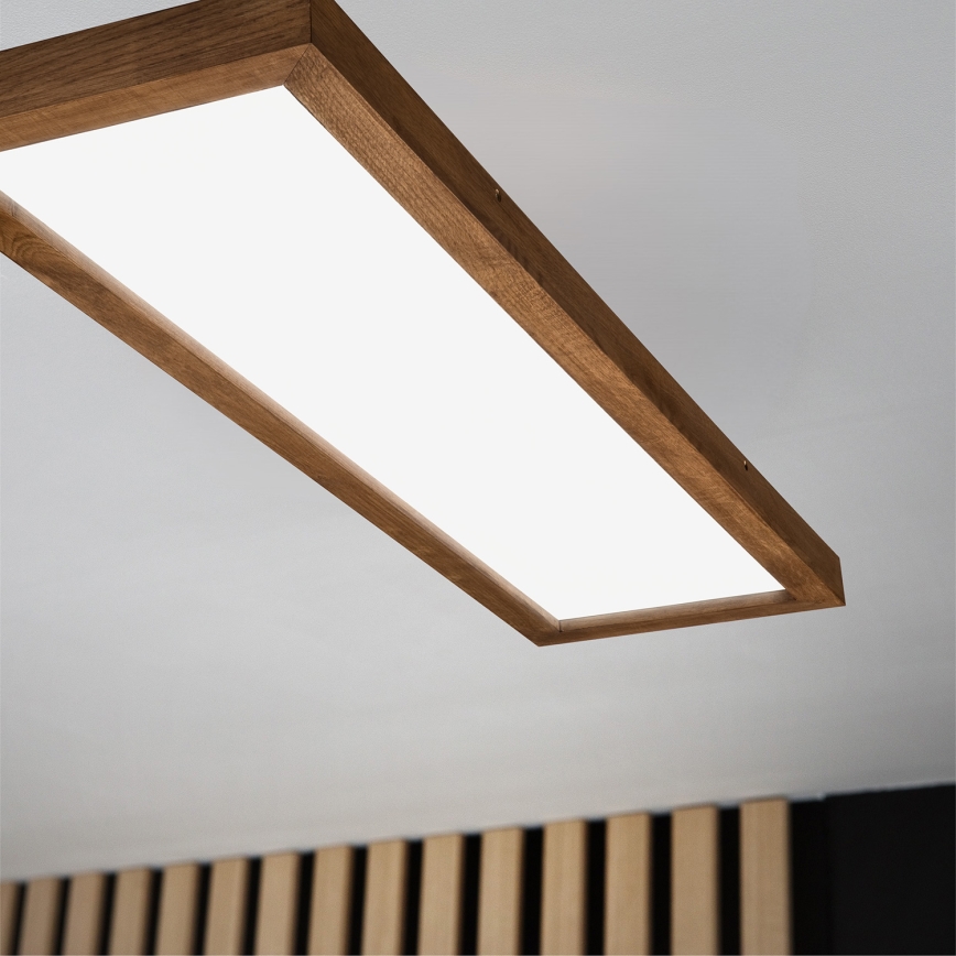 Brilagi - LED pritemdomas lubinis vonios šviestuvas WOODY FRAME LED/50W/230V ąžuolas vyšnia 120x30 cm 3000-6000K IP44 + nuotolinio valdymo pultas