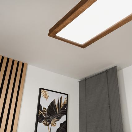 Brilagi - LED pritemdomas lubinis vonios šviestuvas WOODY FRAME LED/50W/230V ąžuolas vyšnia 120x30 cm 3000-6000K IP44 + nuotolinio valdymo pultas