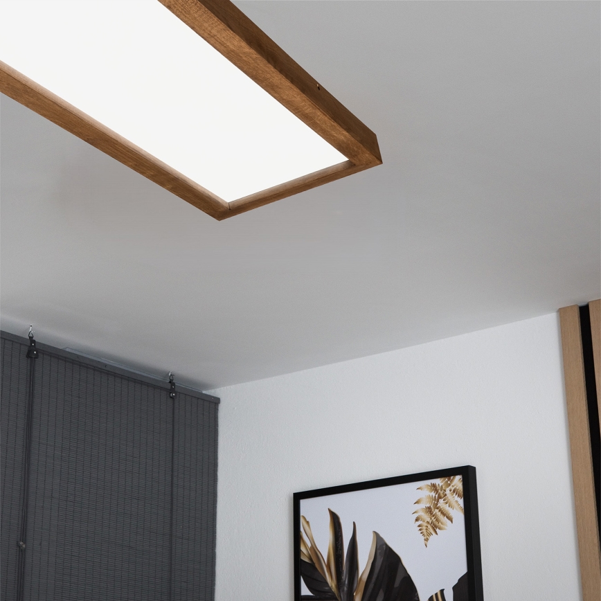 Brilagi - LED pritemdomas lubinis vonios šviestuvas WOODY FRAME LED/50W/230V ąžuolas vyšnia 120x30 cm 3000-6000K IP44 + nuotolinio valdymo pultas