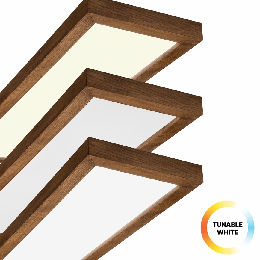 Brilagi - LED pritemdomas lubinis vonios šviestuvas WOODY FRAME LED/50W/230V ąžuolas vyšnia 120x30 cm 3000-6000K IP44 + nuotolinio valdymo pultas