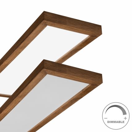 Brilagi - LED pritemdomas lubinis vonios šviestuvas WOODY FRAME LED/50W/230V ąžuolas vyšnia 120x30 cm 3000-6000K IP44 + nuotolinio valdymo pultas