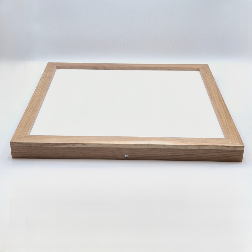 Brilagi - LED pritemdomas lubinis vonios šviestuvas WOODY FRAME LED/50W/230V ąžuolas 60x60 cm 3000-6000K IP44 + nuotolinio valdymo pultas
