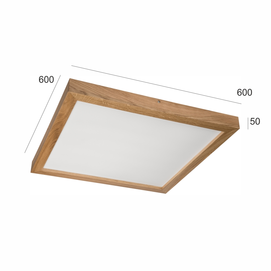 Brilagi - LED pritemdomas lubinis vonios šviestuvas WOODY FRAME LED/50W/230V ąžuolas 60x60 cm 3000-6000K IP44 + nuotolinio valdymo pultas