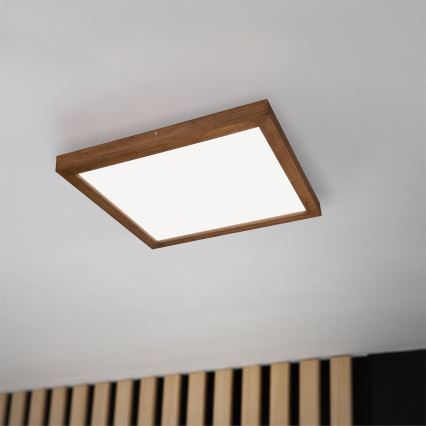 Brilagi - LED pritemdomas lubinis vonios šviestuvas WOODY FRAME LED/50W/230V ąžuolas vyšnia 60x60 cm 3000-6000K IP44 + nuotolinio valdymo pultas
