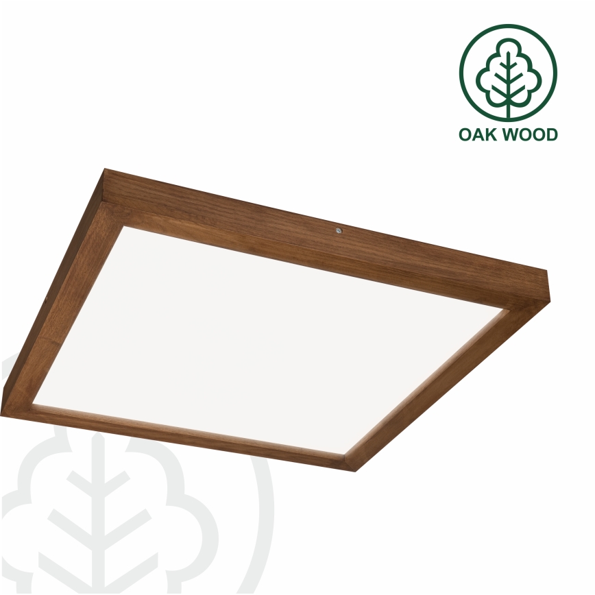 Brilagi - LED pritemdomas lubinis vonios šviestuvas WOODY FRAME LED/50W/230V ąžuolas vyšnia 60x60 cm 3000-6000K IP44 + nuotolinio valdymo pultas