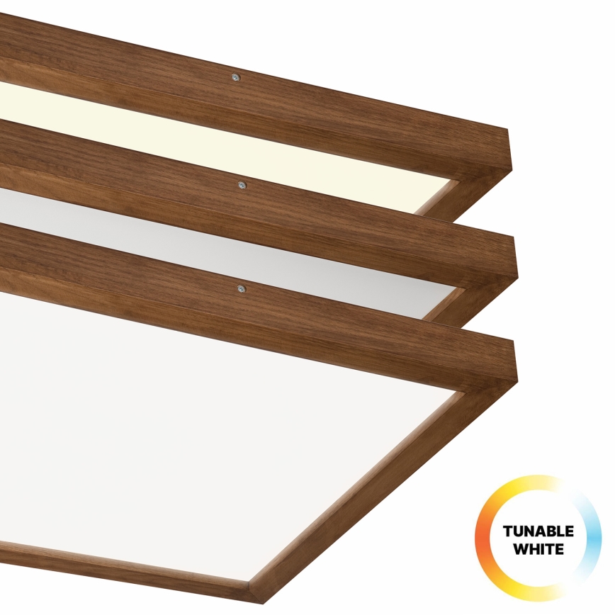 Brilagi - LED pritemdomas lubinis vonios šviestuvas WOODY FRAME LED/50W/230V ąžuolas vyšnia 60x60 cm 3000-6000K IP44 + nuotolinio valdymo pultas