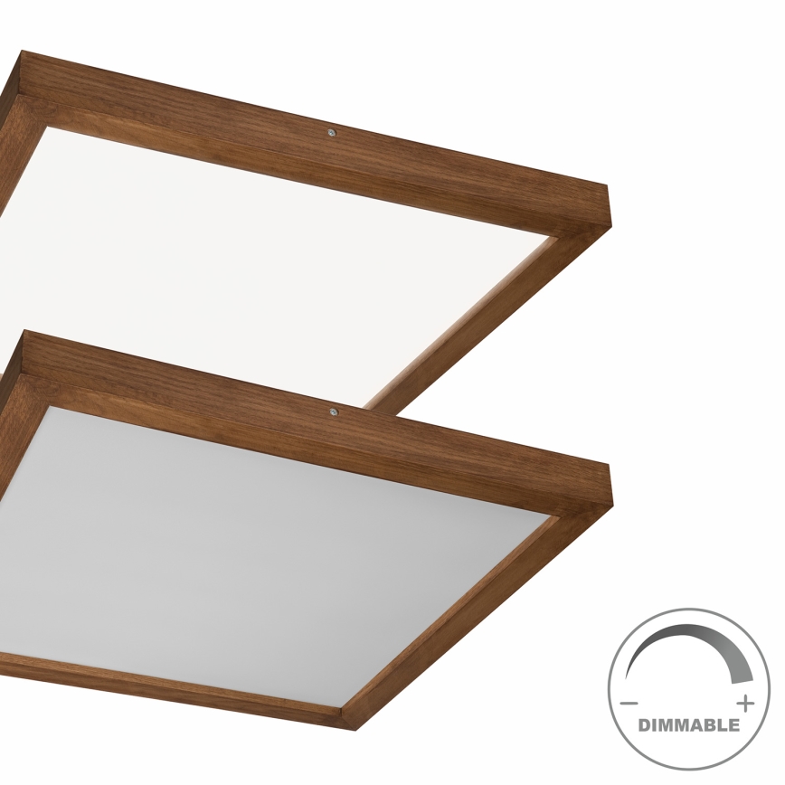 Brilagi - LED pritemdomas lubinis vonios šviestuvas WOODY FRAME LED/50W/230V ąžuolas vyšnia 60x60 cm 3000-6000K IP44 + nuotolinio valdymo pultas