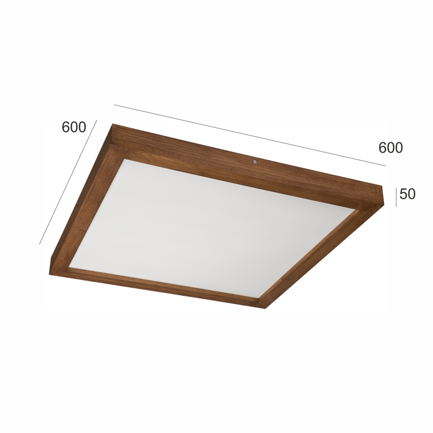 Brilagi - LED pritemdomas lubinis vonios šviestuvas WOODY FRAME LED/50W/230V ąžuolas vyšnia 60x60 cm 3000-6000K IP44 + nuotolinio valdymo pultas