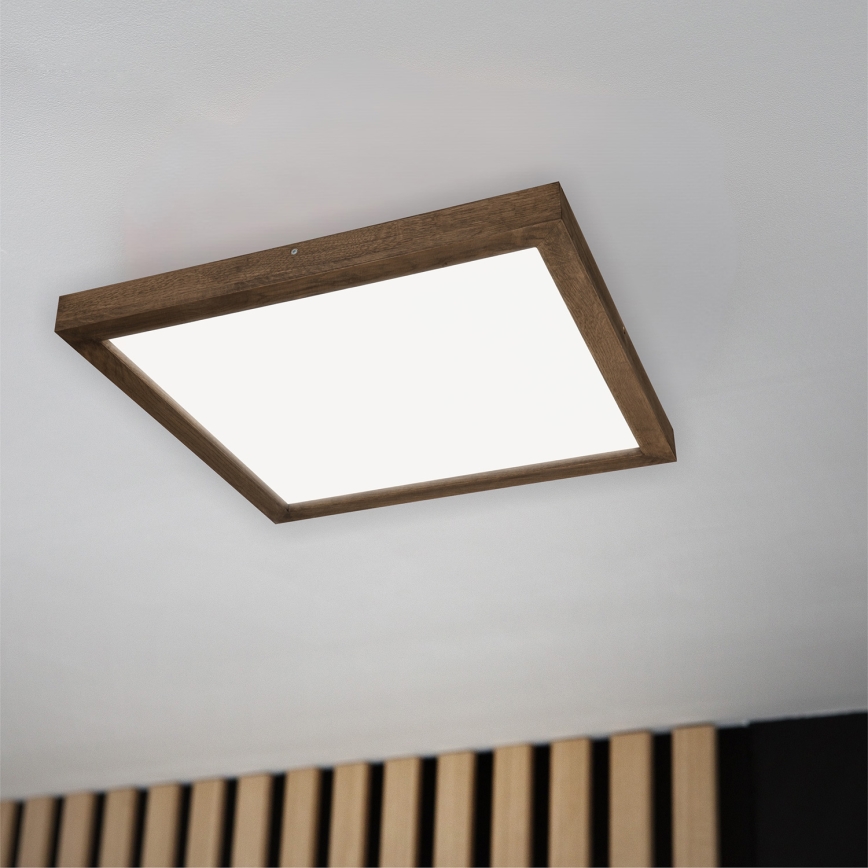 Brilagi - LED pritemdomas lubinis vonios šviestuvas WOODY FRAME LED/50W/230V ąžuolas 60x60 cm 3000-6000K IP44 + nuotolinio valdymo pultas