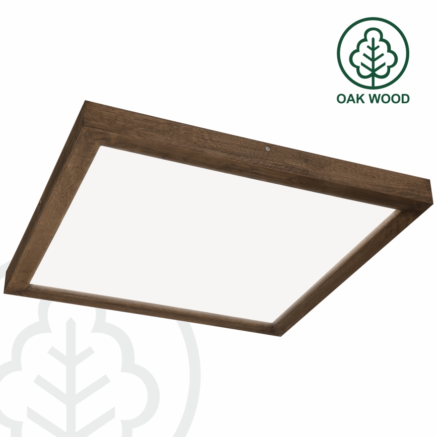 Brilagi - LED pritemdomas lubinis vonios šviestuvas WOODY FRAME LED/50W/230V ąžuolas 60x60 cm 3000-6000K IP44 + nuotolinio valdymo pultas