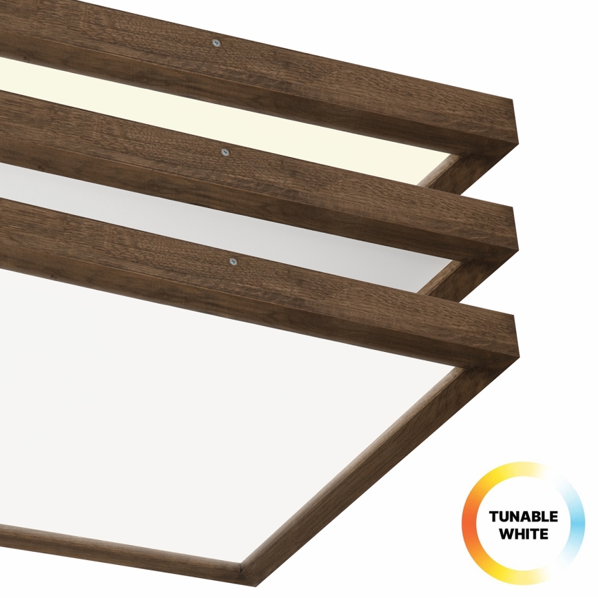 Brilagi - LED pritemdomas lubinis vonios šviestuvas WOODY FRAME LED/50W/230V ąžuolas 60x60 cm 3000-6000K IP44 + nuotolinio valdymo pultas