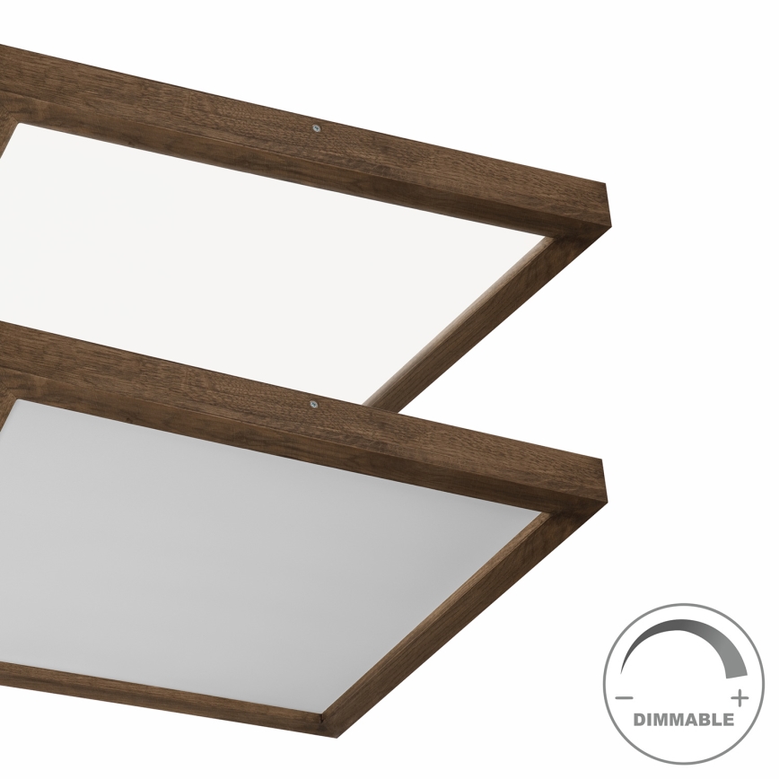 Brilagi - LED pritemdomas lubinis vonios šviestuvas WOODY FRAME LED/50W/230V ąžuolas 60x60 cm 3000-6000K IP44 + nuotolinio valdymo pultas