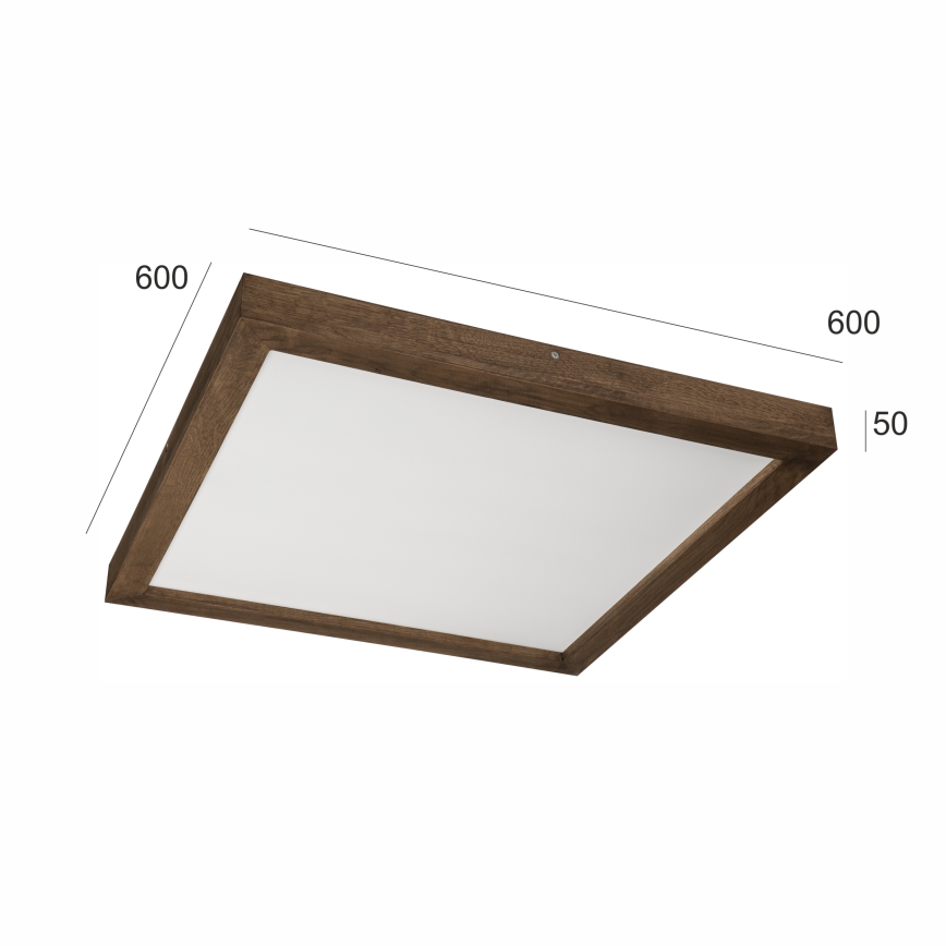 Brilagi - LED pritemdomas lubinis vonios šviestuvas WOODY FRAME LED/50W/230V ąžuolas 60x60 cm 3000-6000K IP44 + nuotolinio valdymo pultas
