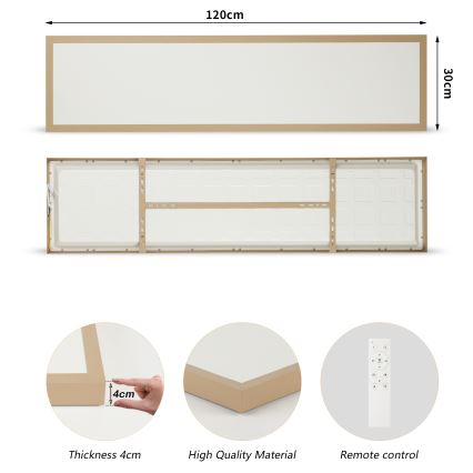 Brilagi - Reguliuojamas LED vonios lubų šviestuvas FRAME SMART LED/50W/230V 120x30 cm 3000-6000K IP44 smėlinė + nuotolinio valdymo pultas