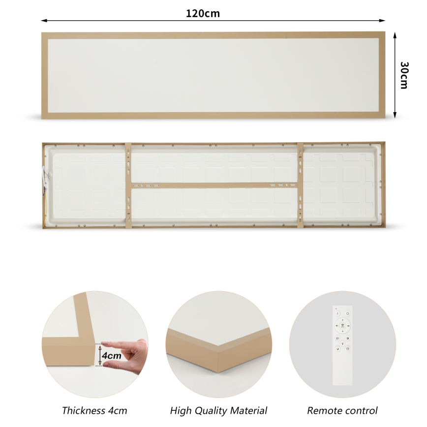 Brilagi - Reguliuojamas LED vonios lubų šviestuvas FRAME SMART LED/50W/230V 120x30 cm 3000-6000K IP44 smėlinė + nuotolinio valdymo pultas