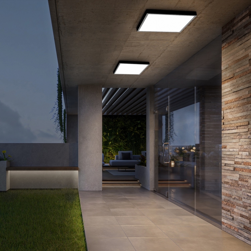 Brilagi - reguliuojamas LED vonios kambario lubinis šviestuvas FRAME SMART LED/50W/230V 60x60 cm 3000-6000K IP44 juodas + nuotolinio valdymo pultas