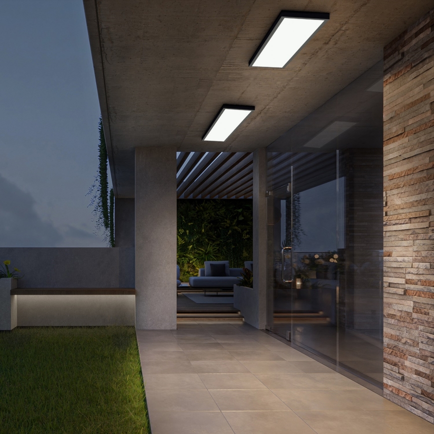 Brilagi - reguliuojamas LED vonios kambario lubinis šviestuvas FRAME SMART LED/50W/230V 120x30 cm 3000-6000K IP44 juodas + su nuotoliniu valdymu