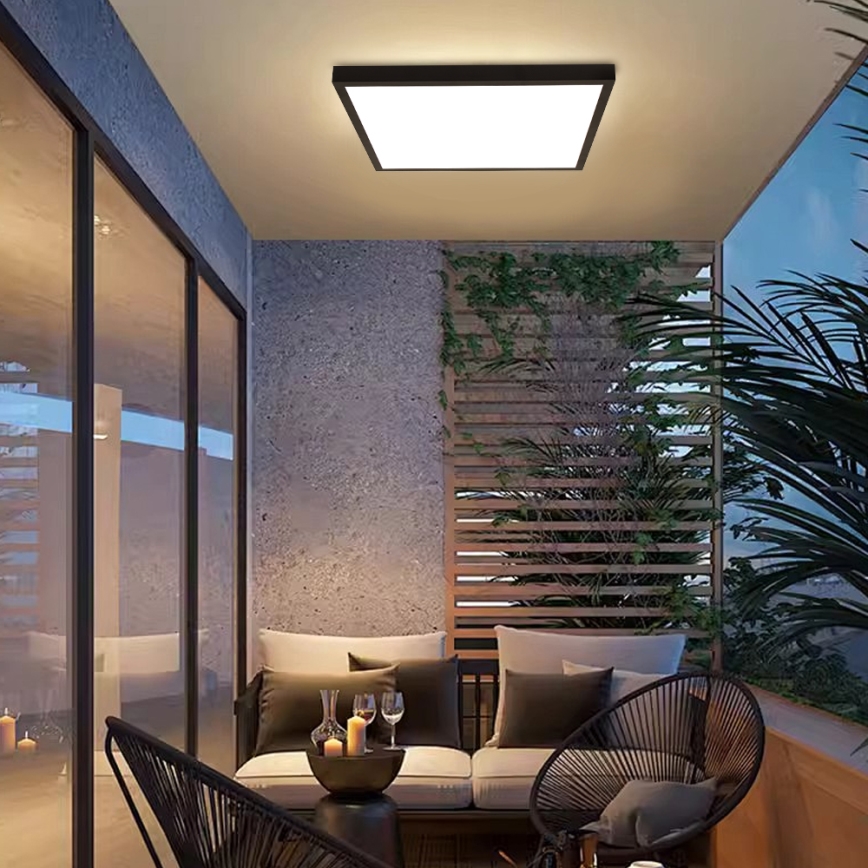 Brilagi - Dimeriuojamas LED vonios lubinis šviestuvas FRAME SMART LED/50W/230V 60x60 cm 3000-6000K IP44 juodas + nuotolinis valdymas