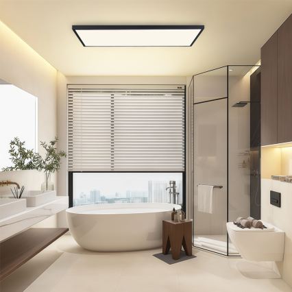 Brilagi - Dimeriuojamas vonios kambario lubinis LED šviestuvas FRAME SMART LED/96W/230V 120x60 cm 3000-6000K IP44 juoda + nuotolinis valdymas