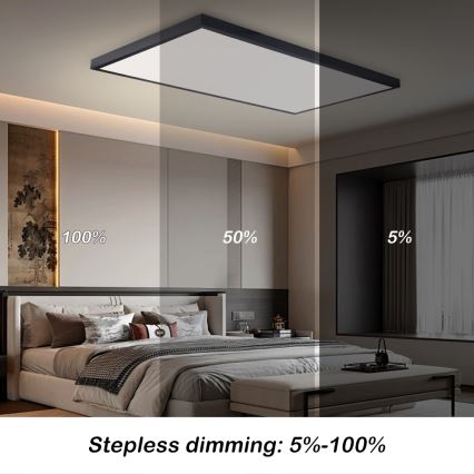 Brilagi - Dimeriuojamas vonios kambario lubinis LED šviestuvas FRAME SMART LED/96W/230V 120x60 cm 3000-6000K IP44 juoda + nuotolinis valdymas