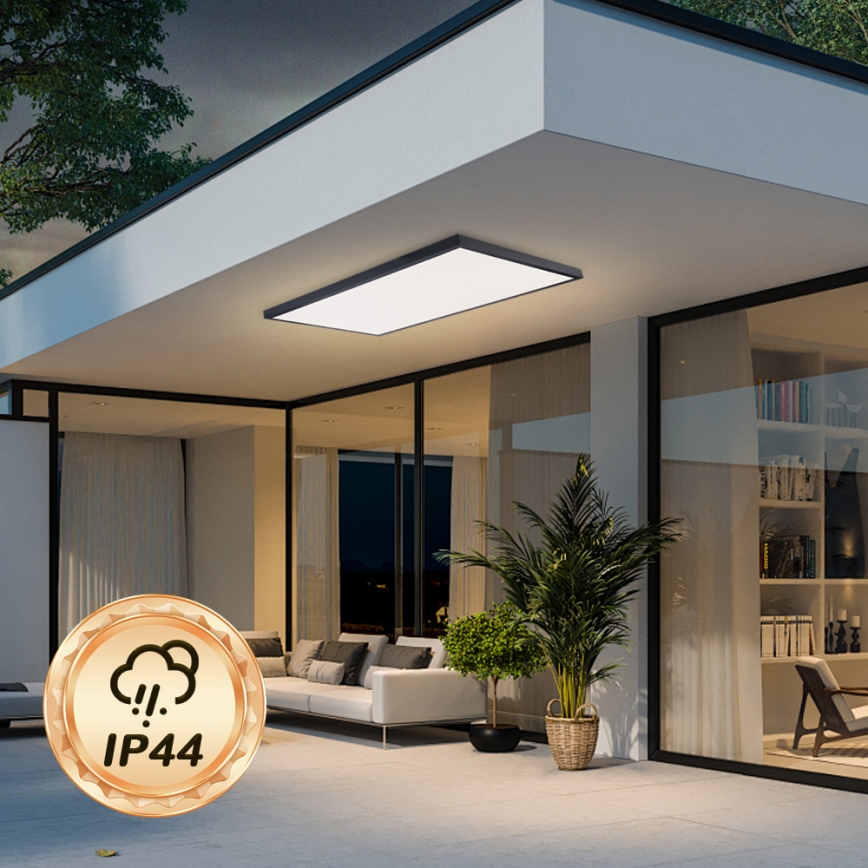 Brilagi - Dimeriuojamas vonios kambario lubinis LED šviestuvas FRAME SMART LED/96W/230V 120x60 cm 3000-6000K IP44 juoda + nuotolinis valdymas