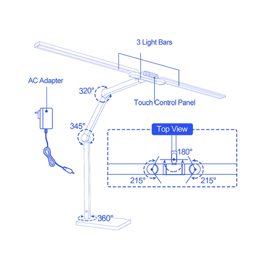 Brilagi - LED dimeriuojama jutiklinė stalinė lempa VARIO LED/24W/230V 3000-6500K CRI 92 balta