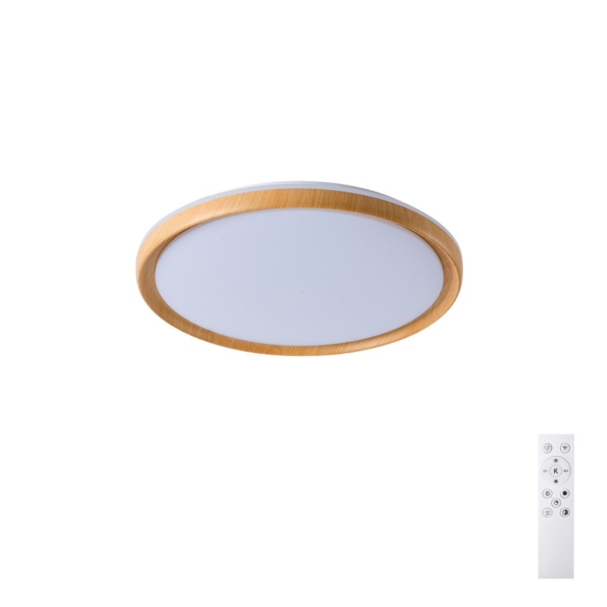 Brilagi - dimeriuojamas LED lubinis šviestuvas RIVO LED/72W/230V 3000-6000K su medžio dekoru, skersmuo 50 cm + nuotolinis valdymas