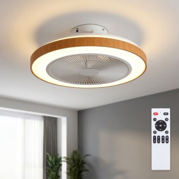 Brilagi - LED reguliuojamo ryškumo lubinis ventiliatorius LED/38W/230V 50 cm balta/ruda + nuotolinis pultas
