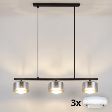 BRILAGI - LED RGB+CCT dimeriuojamas pakabinamas šviestuvas ant lyno AURA LUX 3xGX53/14W/230V 2700-6500K Wi-Fi Tuya juodas/dūminis