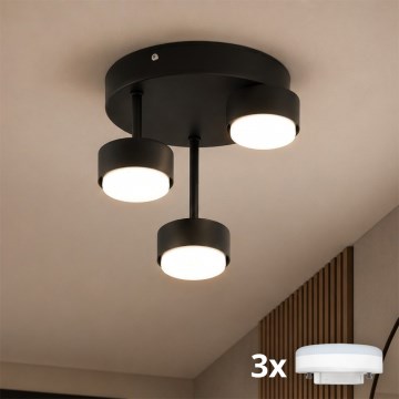BRILAGI - LED RGB+CCT dimeriuojamas paviršinis lubinis šviestuvas MONO 3xGX53/14W/230V 2700-6500K Wi-Fi Tuya juodas