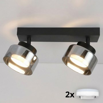 BRILAGI - LED RGB+CCT dimeriuojamas taškinis šviestuvas AURA LUX 2xGX53/14W/230V 2700-6500K Wi-Fi Tuya juodas/dūminis