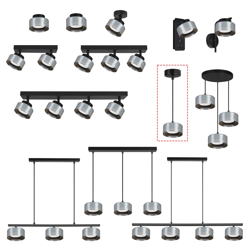 BRILAGI - LED RGB+CCT dimeriuojama pakabinama liustra ant laido AURA LUX 1xGX53/14W/230V 2700-6500K Wi-Fi Tuya juoda/dūminė