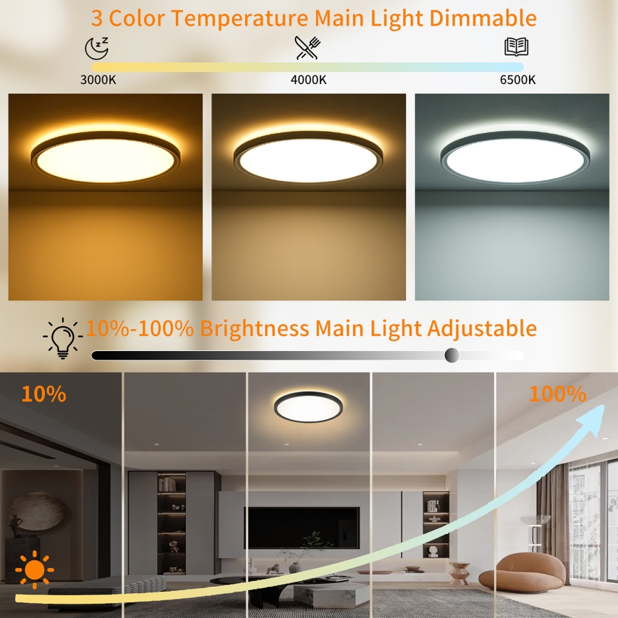 Brilagi - LED RGBW reguliuojamas lubinis šviestuvas ULTRA SLIM LED/18W/230V 2700-6500K skersmuo 30 cm juodas + nuotolinis pultas