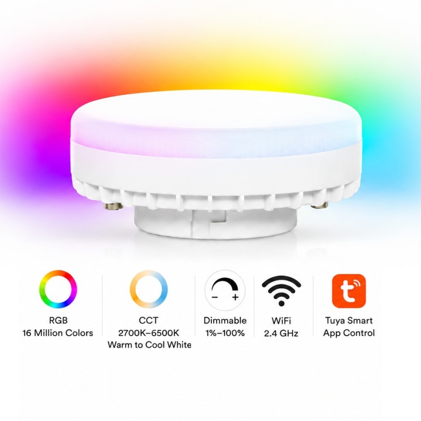 BRILAGI - LED RGB+CCT dimeriuojamas taškinis šviestuvas STRIPY 1xGX53/14W/230V 60x82 mm 2700-6500K Wi-Fi Tuya sidabrinis