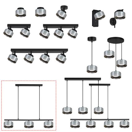 BRILAGI - LED RGB+CCT dimeriuojamas pakabinamas šviestuvas ant lyno AURA LUX 3xGX53/14W/230V 2700-6500K Wi-Fi Tuya juodas/dūminis