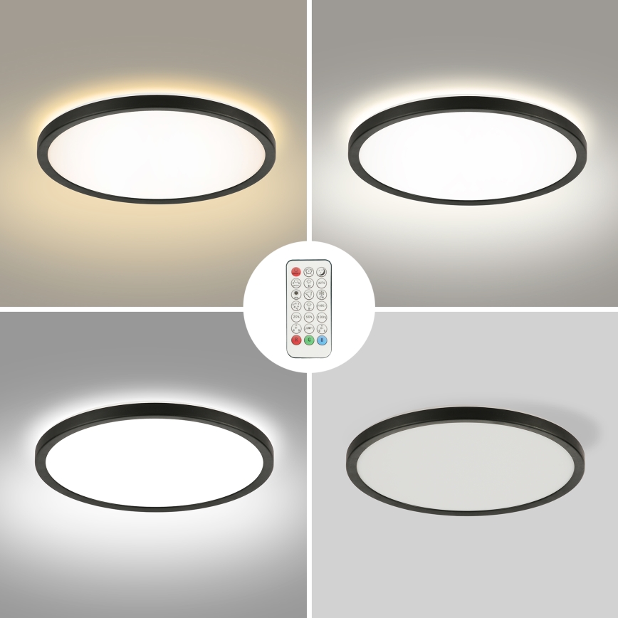 Brilagi - LED RGBW Reguliuojamas lubinis šviestuvas ULTRA SLIM LED/18W/230V 2700-6500K diametras 30 cm juoda + nuotolinio valdymo pultas
