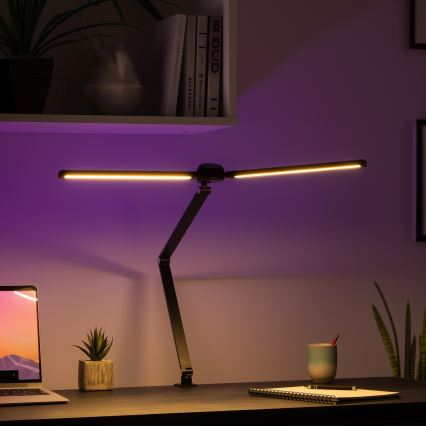 BRILAGI - LED RGBTW dimeriuojama jutiklinė stalinė lempa su spaustuku VARIO LED/18W/230V 3000-6500K CRI 96 juoda