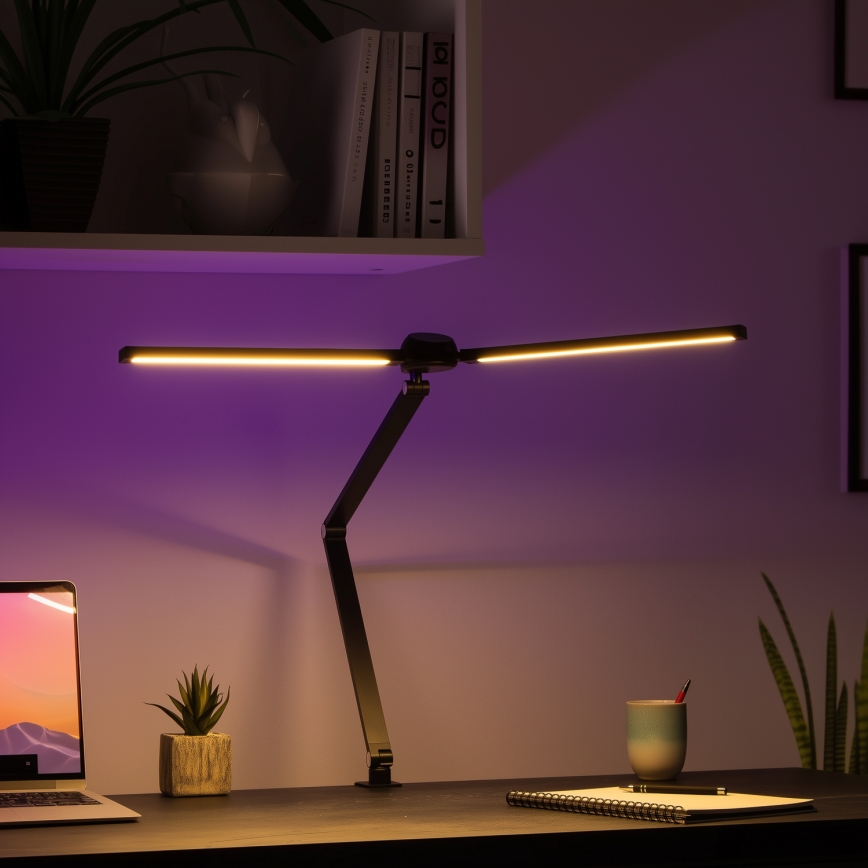 BRILAGI - LED RGBTW dimeriuojama jutiklinė stalinė lempa su spaustuku VARIO LED/18W/230V 3000-6500K CRI 96 juoda