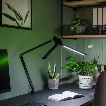 BRILAGI - LED RGBTW dimeriuojama jutiklinė stalinė lempa su spaustuku VARIO LED/18W/230V 3000-6500K CRI 96 juoda