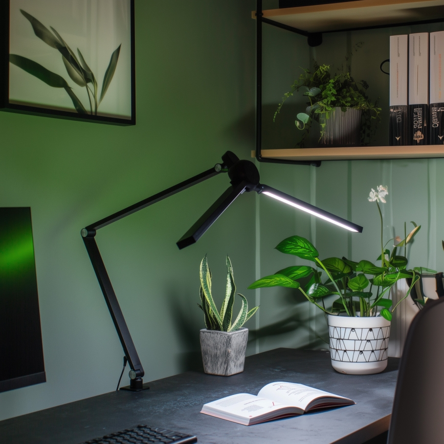 BRILAGI - LED RGBTW dimeriuojama jutiklinė stalinė lempa su spaustuku VARIO LED/18W/230V 3000-6500K CRI 96 juoda