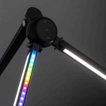 BRILAGI - LED RGBTW dimeriuojama jutiklinė stalinė lempa su spaustuku VARIO LED/18W/230V 3000-6500K CRI 96 juoda