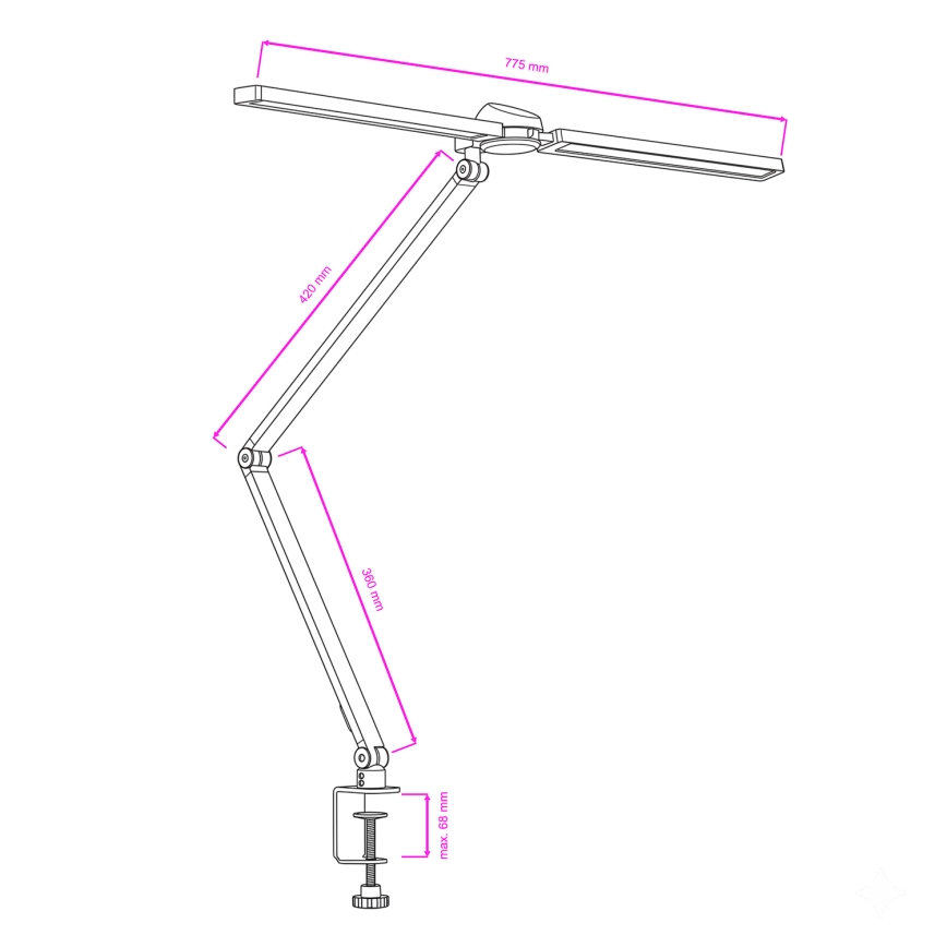 BRILAGI - LED RGBTW dimeriuojama jutiklinė stalinė lempa su spaustuku VARIO LED/18W/230V 3000-6500K CRI 96 juoda