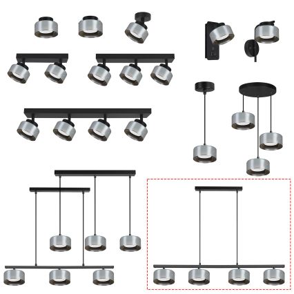 BRILAGI - AURA LUX LED RGB+CCT reguliuojamas pakabinamas šviestuvas ant laido 4xGX53/14W/230V 2700-6500K Wi-Fi Tuya juodas/dūminis